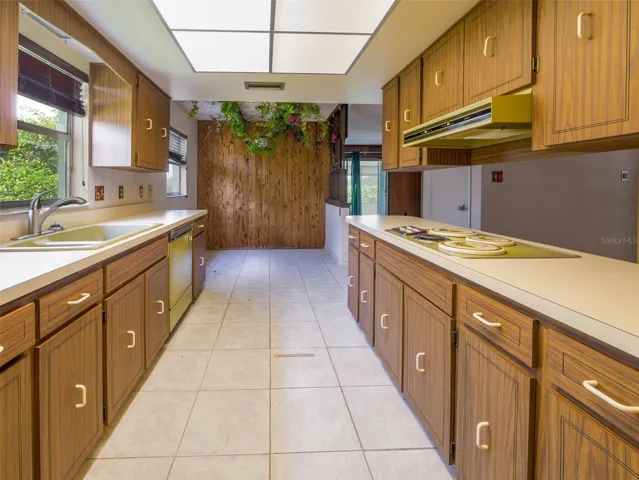 Kitchen with view of eating area in the kitchen