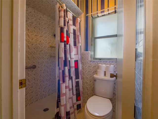 Primary bath with step in shower and window