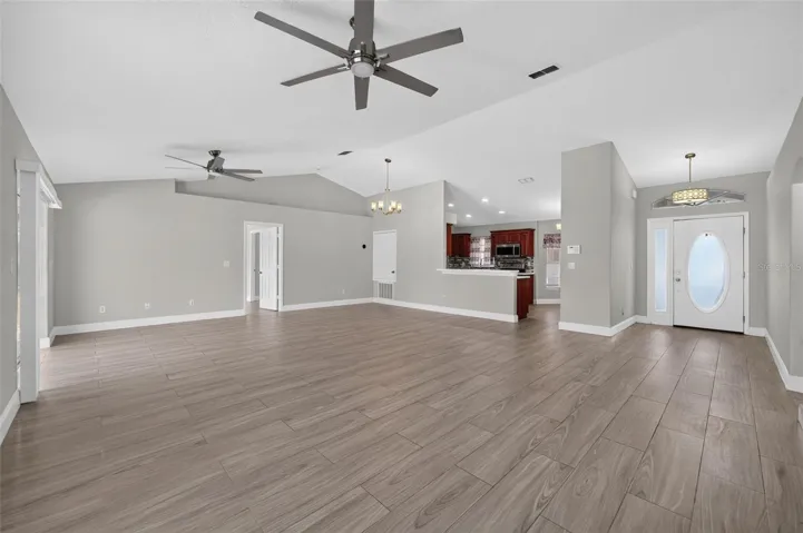 Great room looking toward the Kitchen and front door