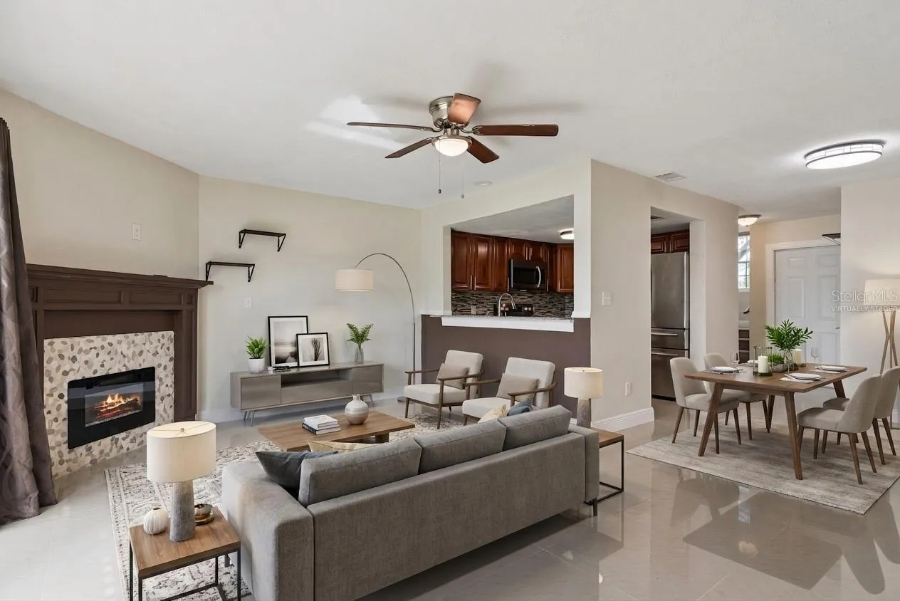 Virtually Staged Dining Room/Living Room Combo