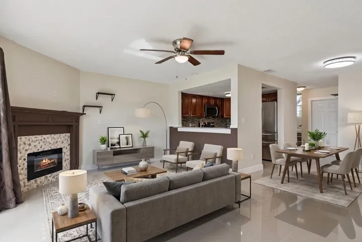 Virtually Staged Dining Room/Living Room Combo