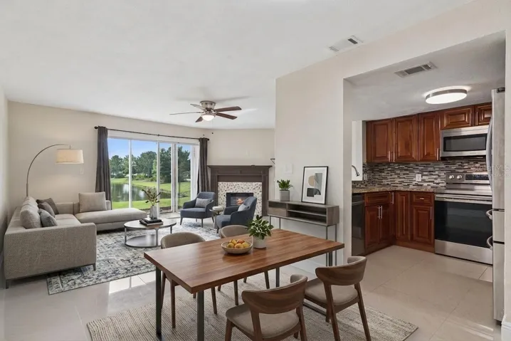 Virtually Staged Dining Room/Living Room Combo