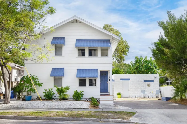Outside of property, garage on right