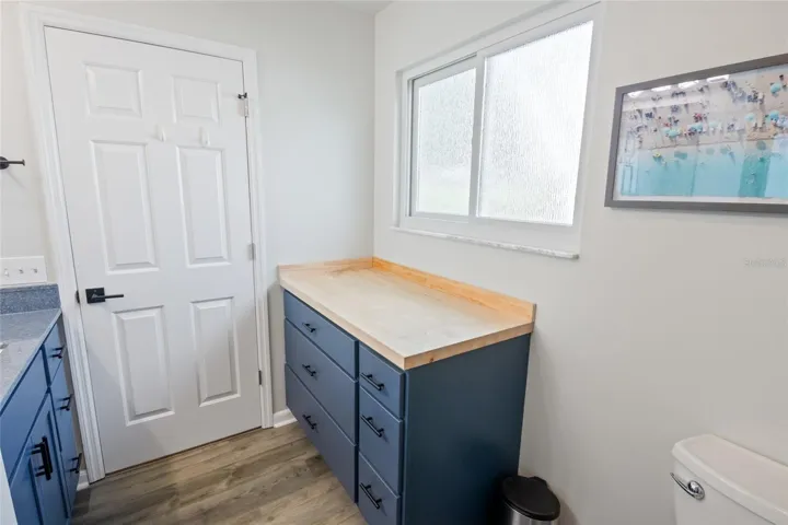 Extra storage in master bathroom.