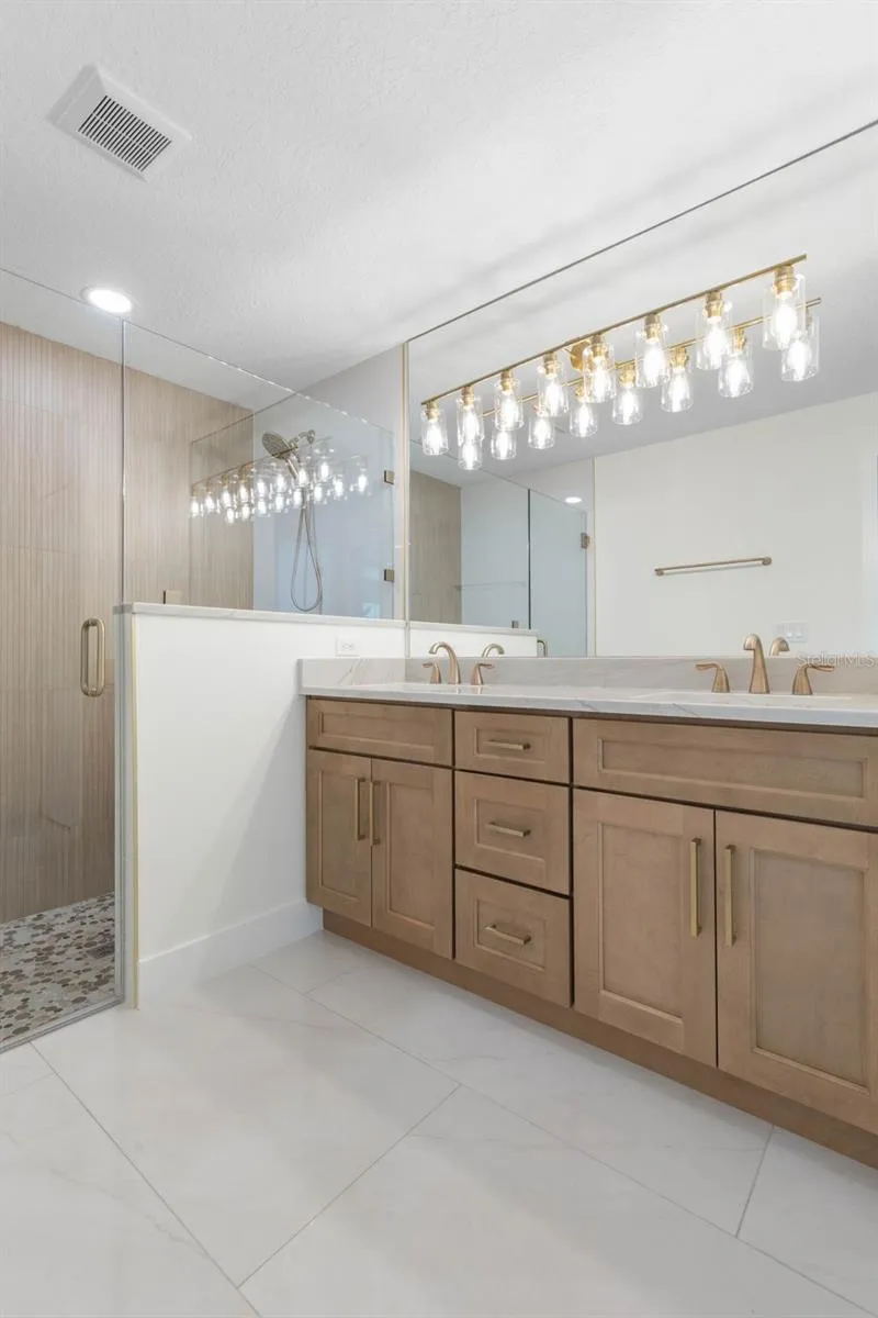 Oversized vanity with drawers and undermount sinks