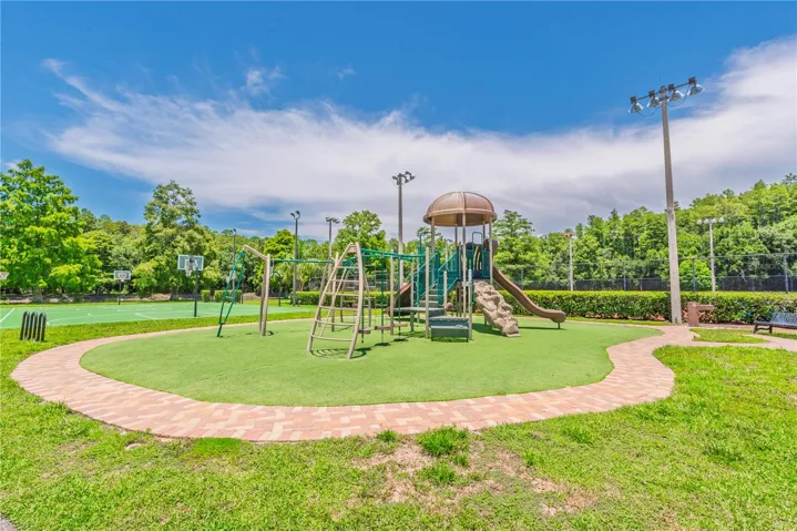 Community playground and basketball courts.