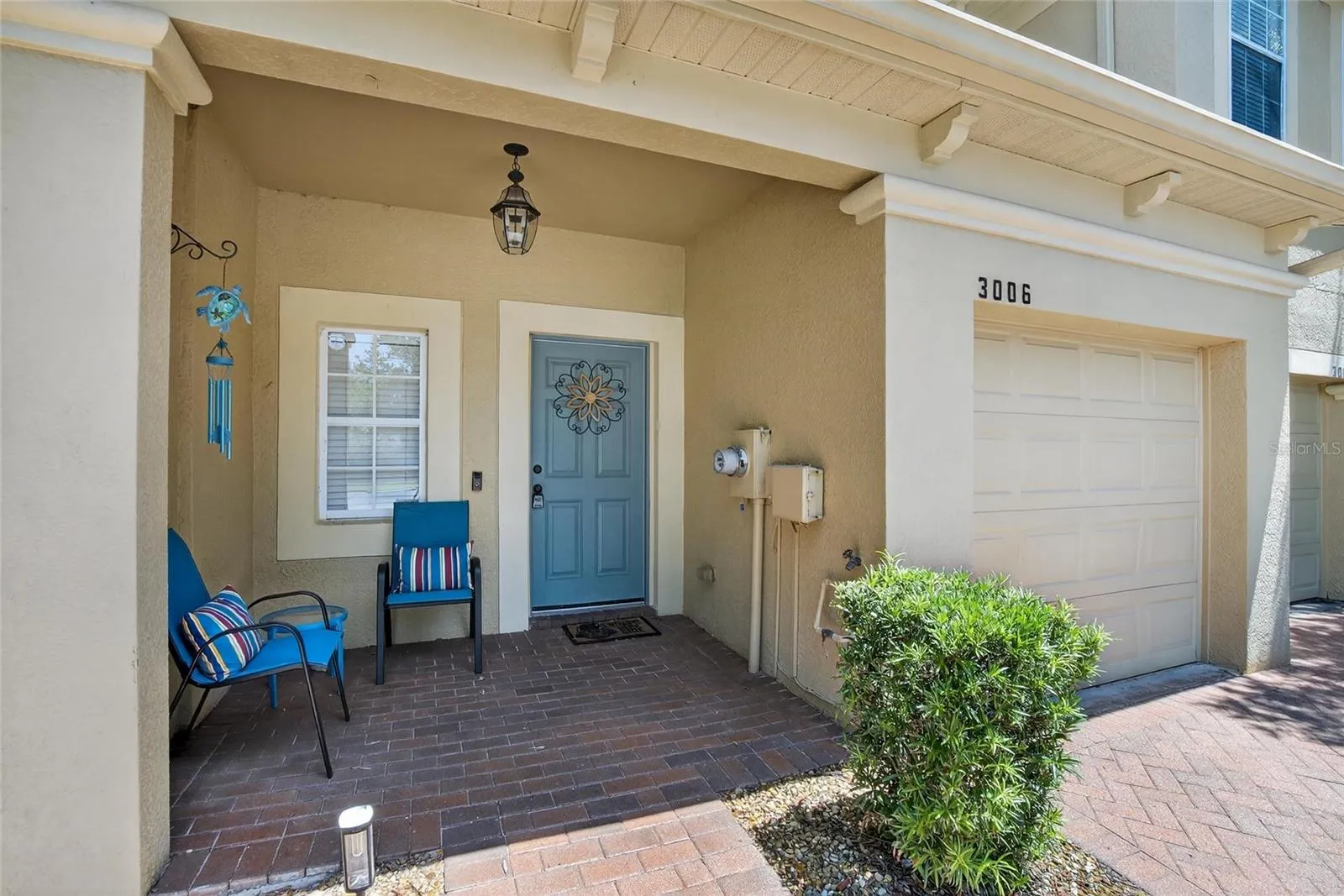 Front Left View of Townhome with Garage