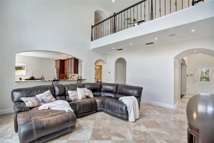 Spacious family room open to the chefs kitchen