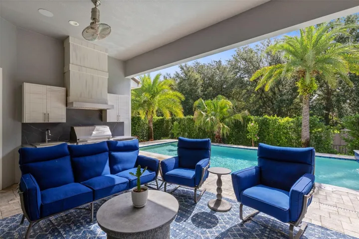 Covered lanai with a summer kitchen