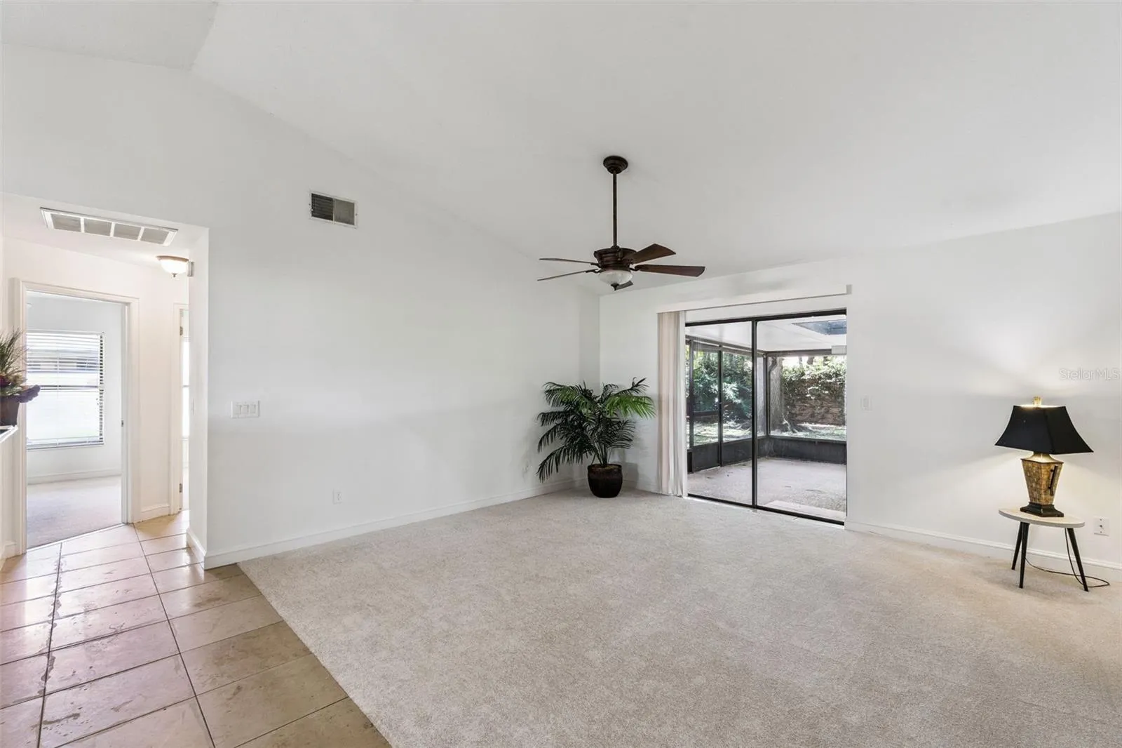 Family Room with Sliding Doors to Patio