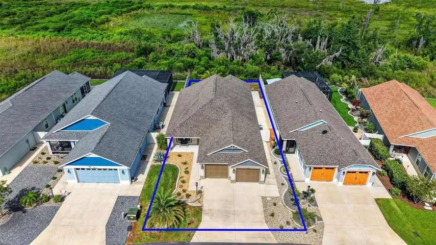 Aerial Front Elevation with Property Lines and Preserve Views!