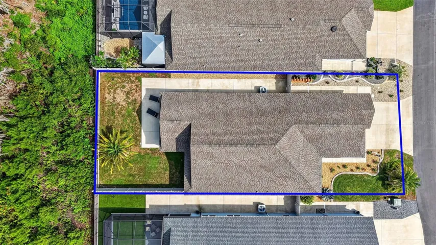 Aerial Side Elevation with Property Lines and ROOM FOR A POOL!