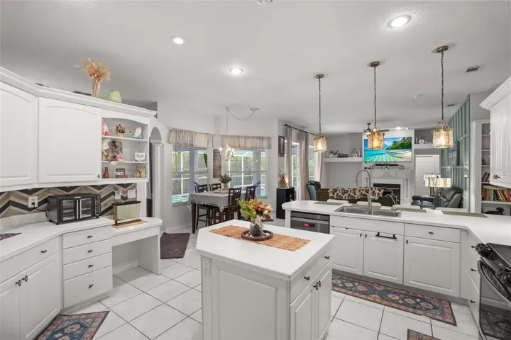 Center island with drawers and cabinets