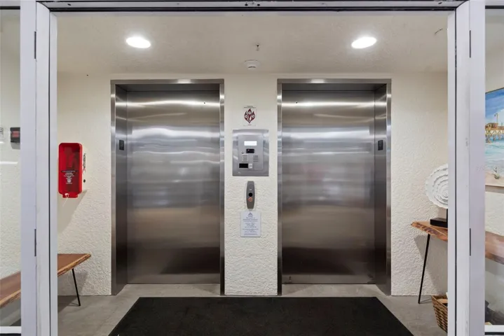 Elevator/Lobby security coded, locked stairs avail on each side of building as well