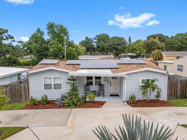 Front of the home with solar panels
