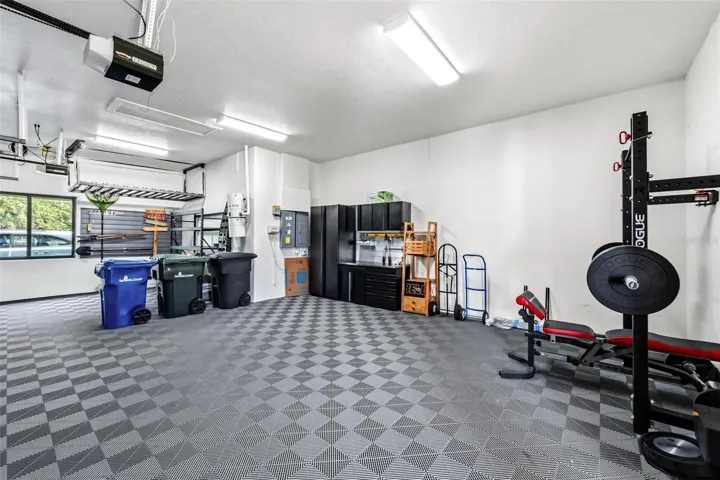 3 car garage with race decking flooring