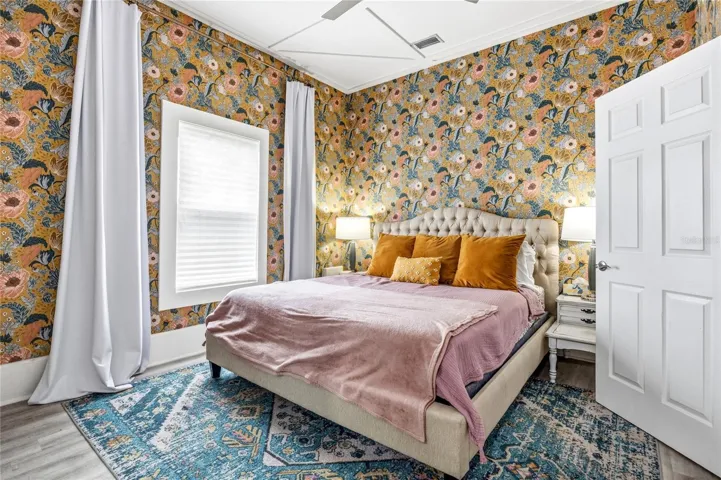 Bedroom 1 with whimsical print!