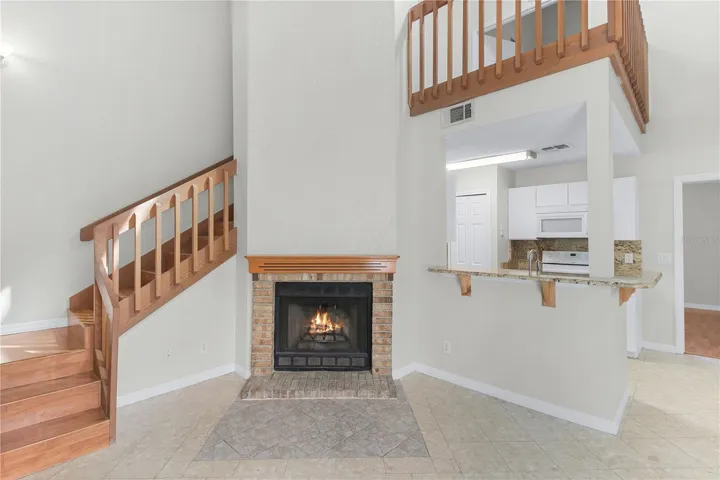 Wood burning fireplace