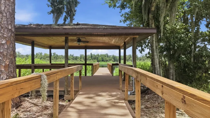 Covered dock and waterfront deck on Lake Manatee
