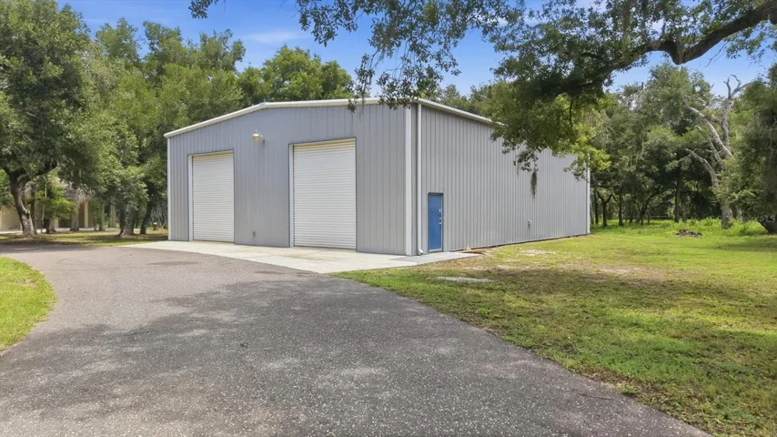 Large detached metal RV garage and equipment building. 45x65