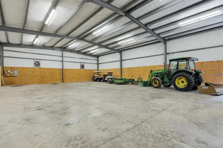 Large metal equipment building with open floor space