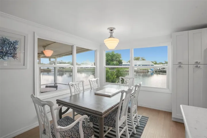 dining table overlooking water