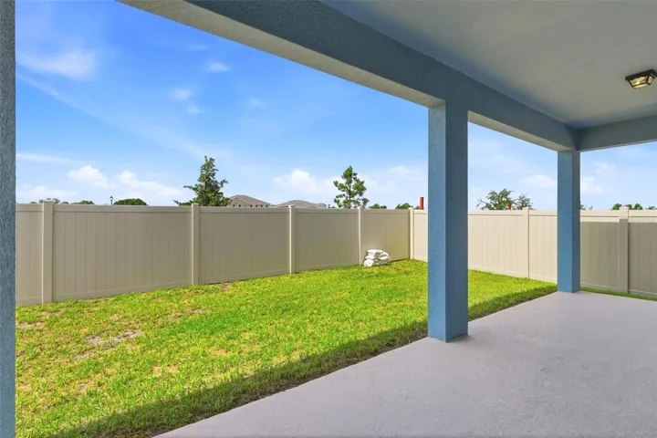 Partially fenced backyard