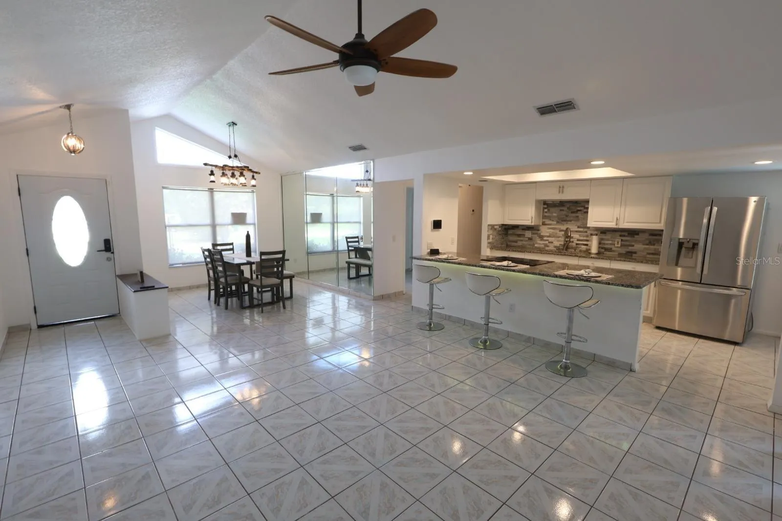 Living room, Dining room, and Kitchen