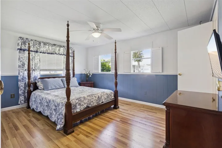 PRIMARY BEDDROOM has Plantation Shutters for privacy.