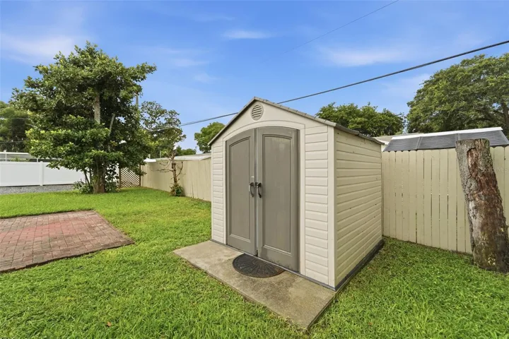 Additional outdoor storage provides even more flexibility for tools and equipment.