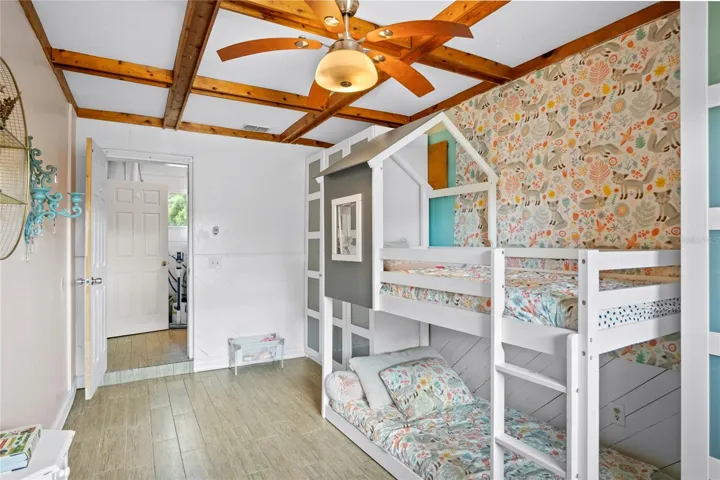 Located off the kitchen and laundry room.