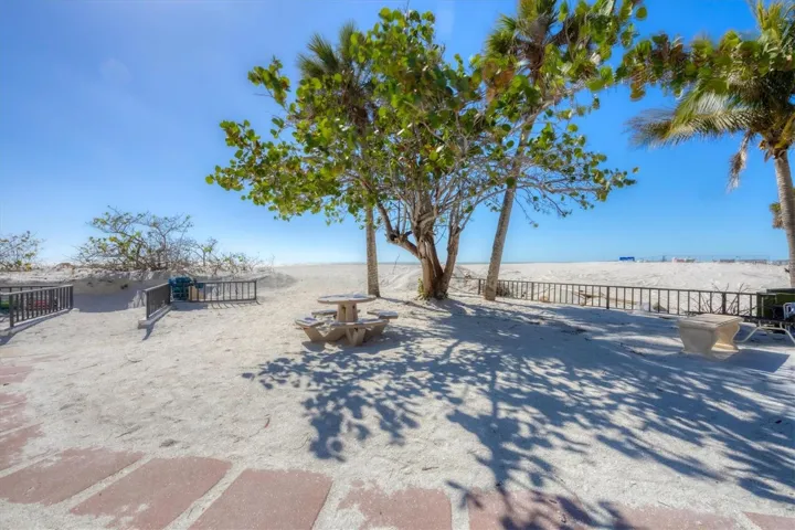 Running water, seating and shade at your private beach park.