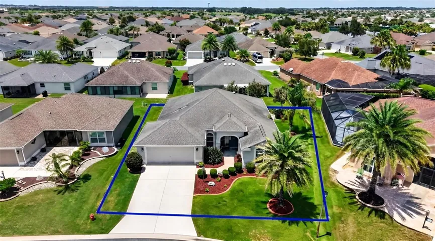 Aerial Front Elevation with Property Lines