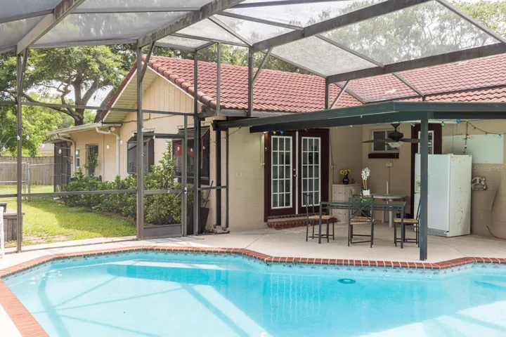 Sparkling pool and back patio