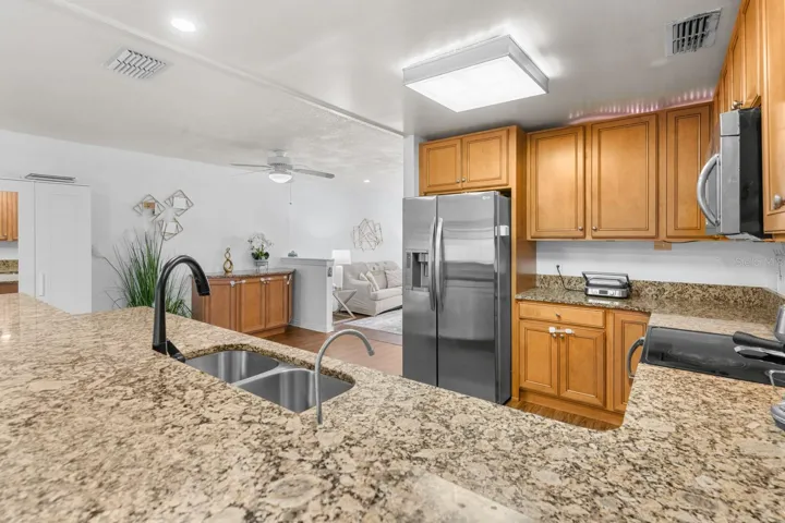 Main house kitchen with granite counters