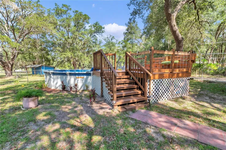 Above ground pool with deck