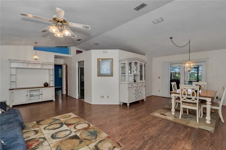 Living room and dining room