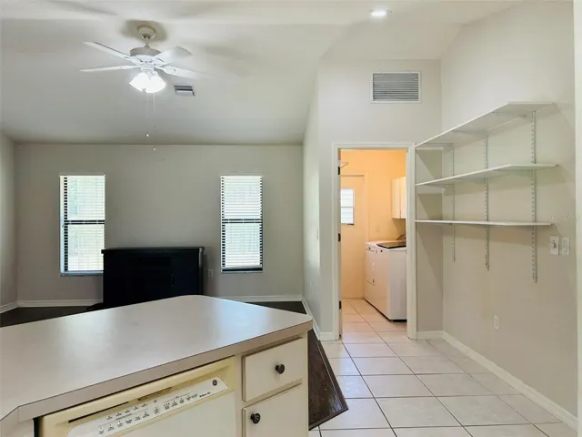 Kitchen view into family room