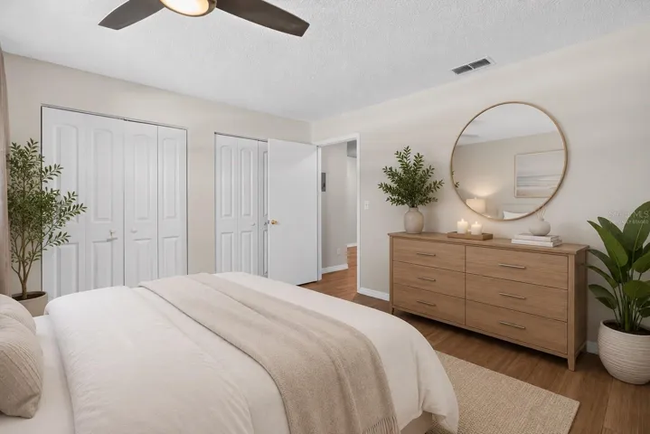 Virtually staged bedroom.