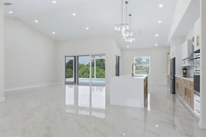 View from Dining Room to Pool through the Open Floor Plan