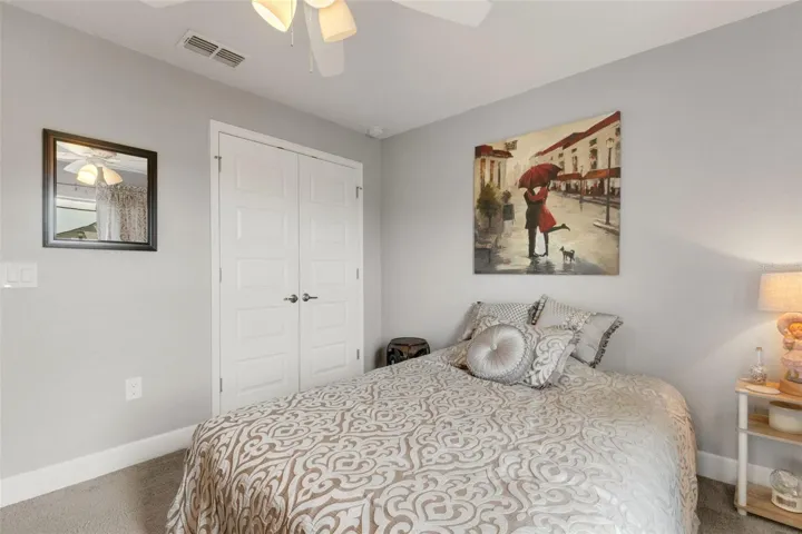 and features a large built-in double door closet.