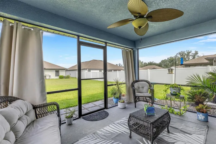 Directly off the greatroom is the screen enclosed lanai.