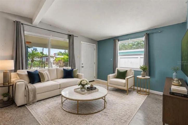 Living room virtually staged