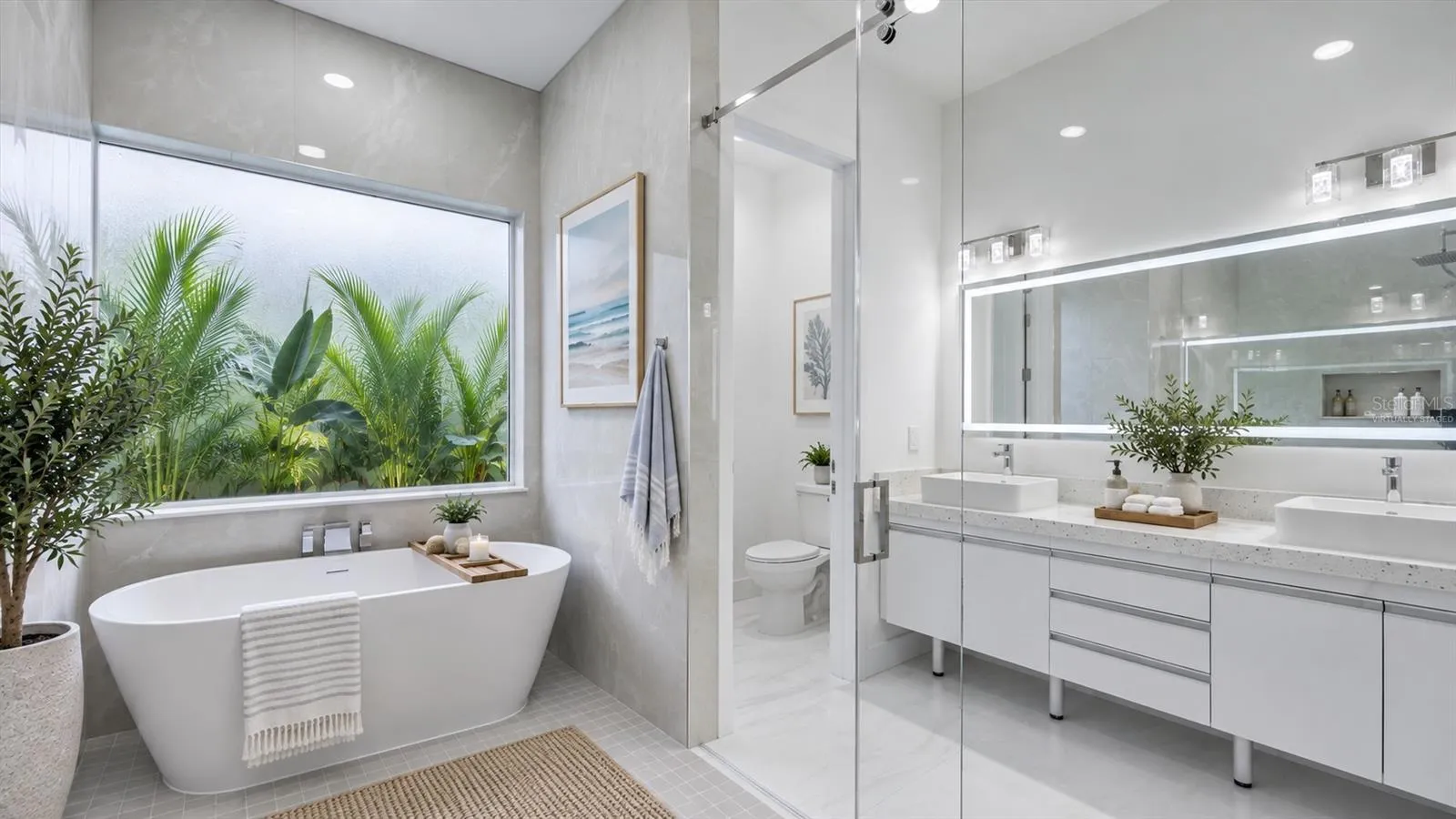 Virtually Staged Ensuite Wet room with soaking tub