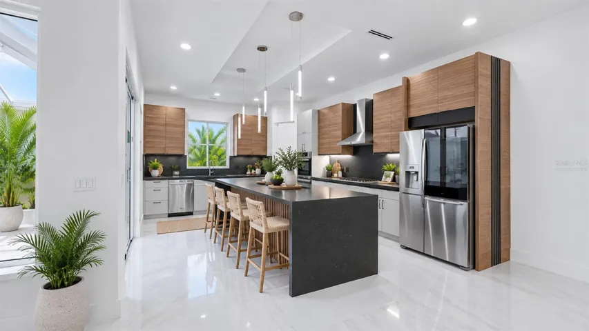 Virtually Staged Modern Coastal Kitchen