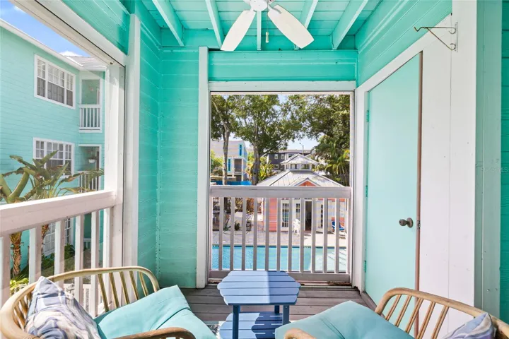 screened in balcony with storage closet