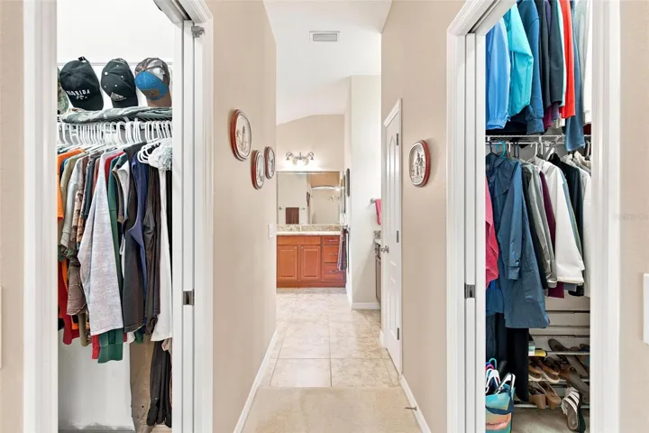 2 Walk in closets in primary bedroom lead to primary bath.
