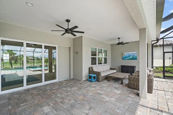 Block privacy wall added for additional privacy to relax on your lanai and watch the game or chat with family and friends.
