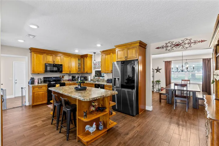Kitchen with view of dining area