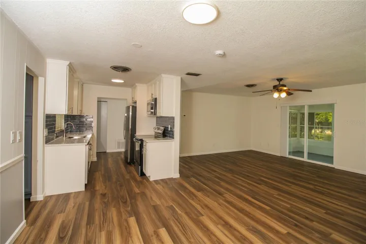 Kitchen and great room from dining area